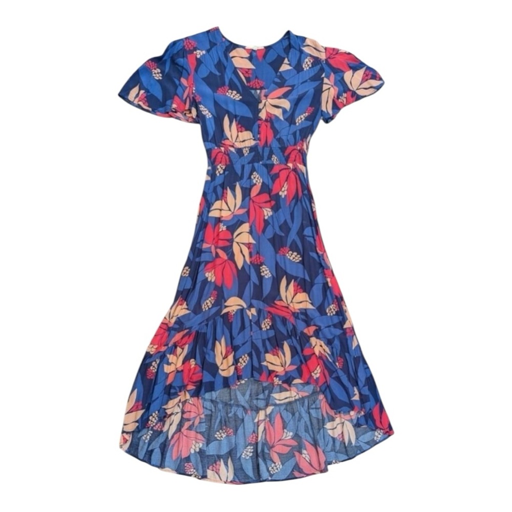 Anthropologie Abel The Label Santa Cruz Floral Midi Dress Blue Pink Boho M - Picture 4 of 10